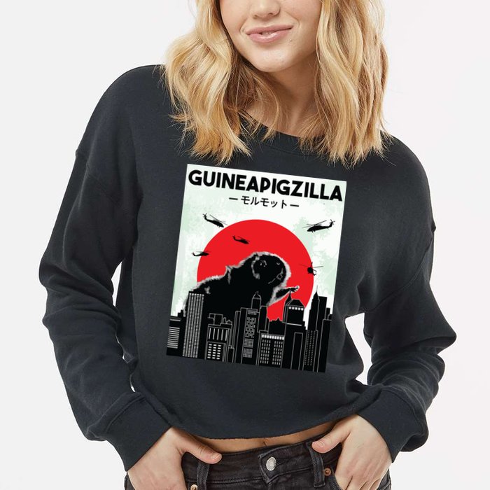 Guinea Pig Lover Tee Guineapigzilla Funny Guinea Pig Cropped Pullover Crew