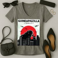 Guinea Pig Lover Tee Guineapigzilla Funny Guinea Pig Women's V-Neck T-Shirt