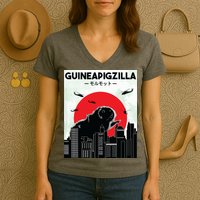Guinea Pig Lover Tee Guineapigzilla Funny Guinea Pig Women's V-Neck T-Shirt