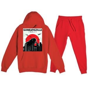 Guinea Pig Lover Tee Guineapigzilla Funny Guinea Pig Premium Hooded Sweatsuit Set