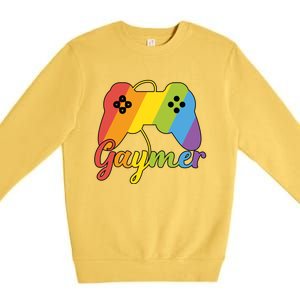 Gaymer Pride Lgbtq Video Game Controller Gamer Gift Premium Crewneck Sweatshirt