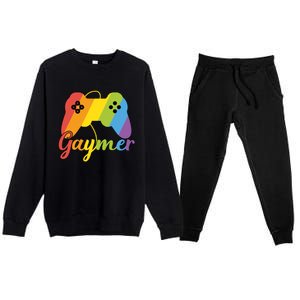 Gaymer Pride Lgbtq Video Game Controller Gamer Gift Premium Crewneck Sweatsuit Set