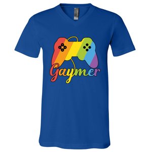 Gaymer Pride Lgbtq Video Game Controller Gamer Gift V-Neck T-Shirt