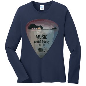 Guitar Pick Lake Reflections Music Guitar Ladies Long Sleeve Shirt