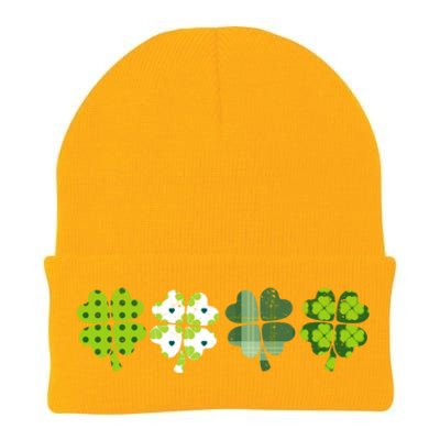 Green Plaid Leopard Shamrock Cute St Patricks Day Lucky Gift Knit Cap Winter Beanie