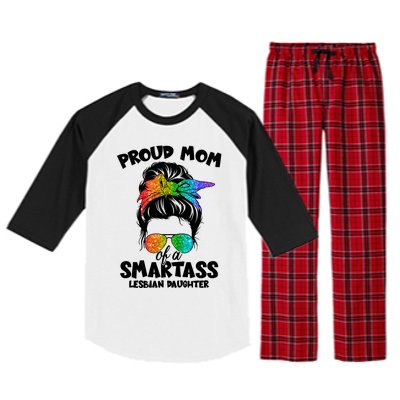 Great Proud Mom Of A Smartass Lesbian Daughter Lgbtq Pride Gift Raglan Sleeve Pajama Set