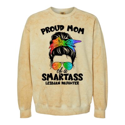 Great Proud Mom Of A Smartass Lesbian Daughter Lgbtq Pride Gift Colorblast Crewneck Sweatshirt