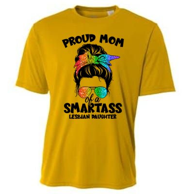 Great Proud Mom Of A Smartass Lesbian Daughter Lgbtq Pride Gift Cooling Performance Crew T-Shirt