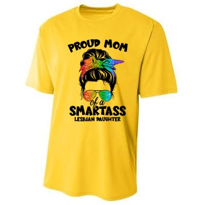 Great Proud Mom Of A Smartass Lesbian Daughter Lgbtq Pride Gift Performance Sprint T-Shirt