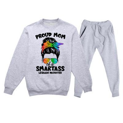 Great Proud Mom Of A Smartass Lesbian Daughter Lgbtq Pride Gift Premium Crewneck Sweatsuit Set