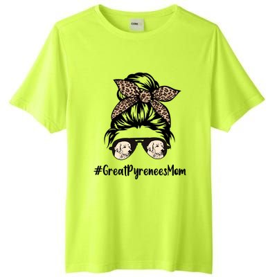 Great Pyrenees Mom Life Messy Bun Hair Leopard Bandana Gift Tall Fusion ChromaSoft Performance T-Shirt