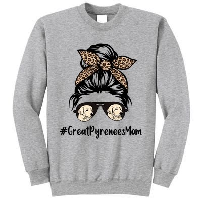 Great Pyrenees Mom Life Messy Bun Hair Leopard Bandana Gift Sweatshirt