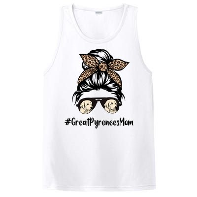 Great Pyrenees Mom Life Messy Bun Hair Leopard Bandana Gift PosiCharge Competitor Tank