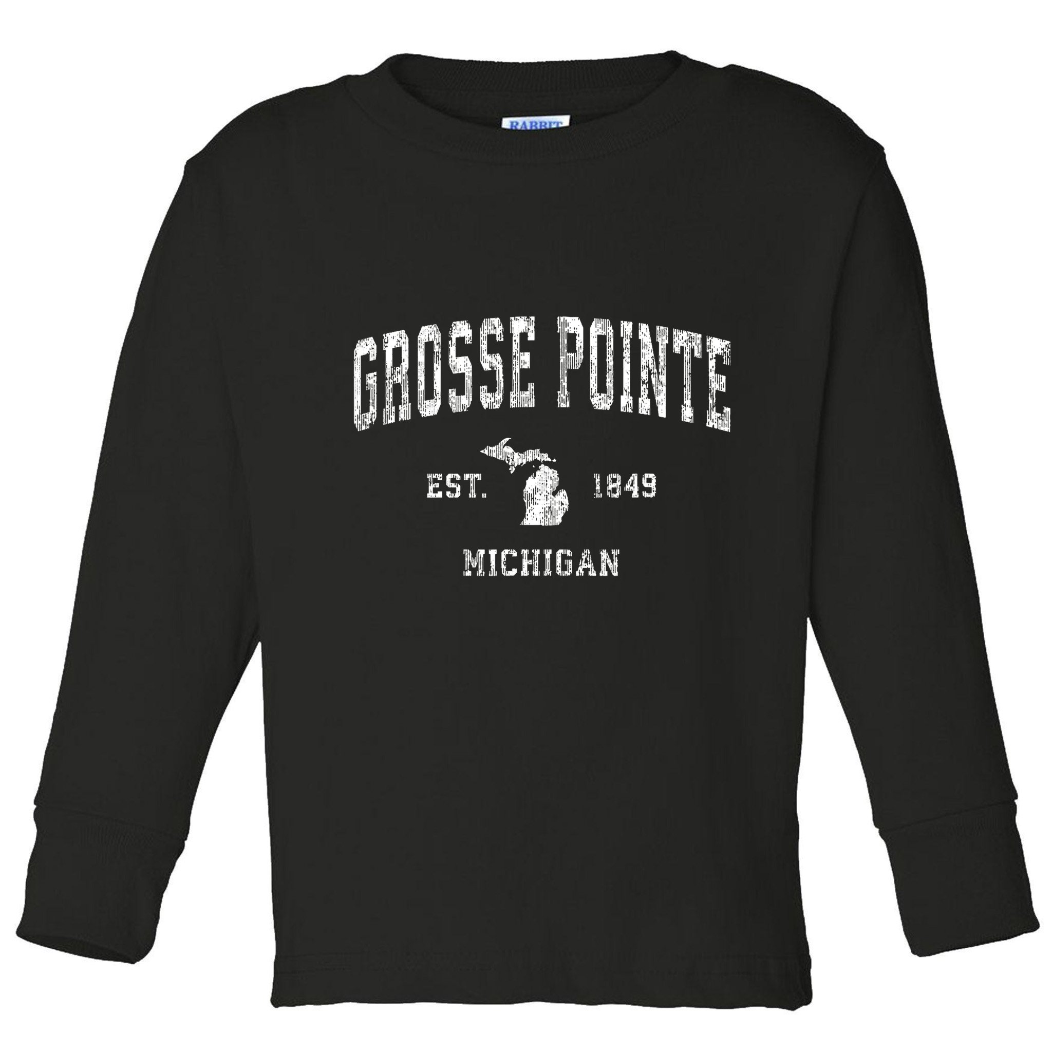 Grosse Pointe Michigan Mi Vintage Athletic Sports Design Toddler Long Sleeve Shirt