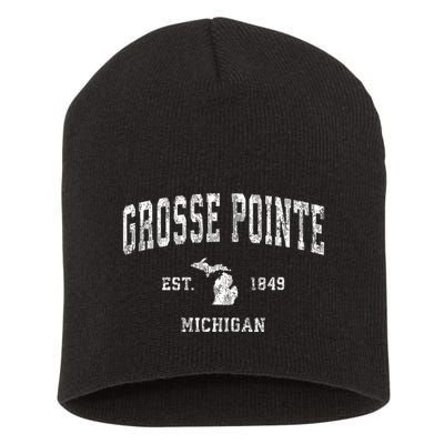 Grosse Pointe Michigan Mi Vintage Athletic Sports Design Short Acrylic Beanie