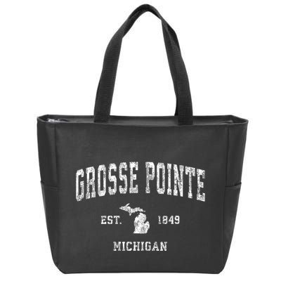 Grosse Pointe Michigan Mi Vintage Athletic Sports Design Zip Tote Bag