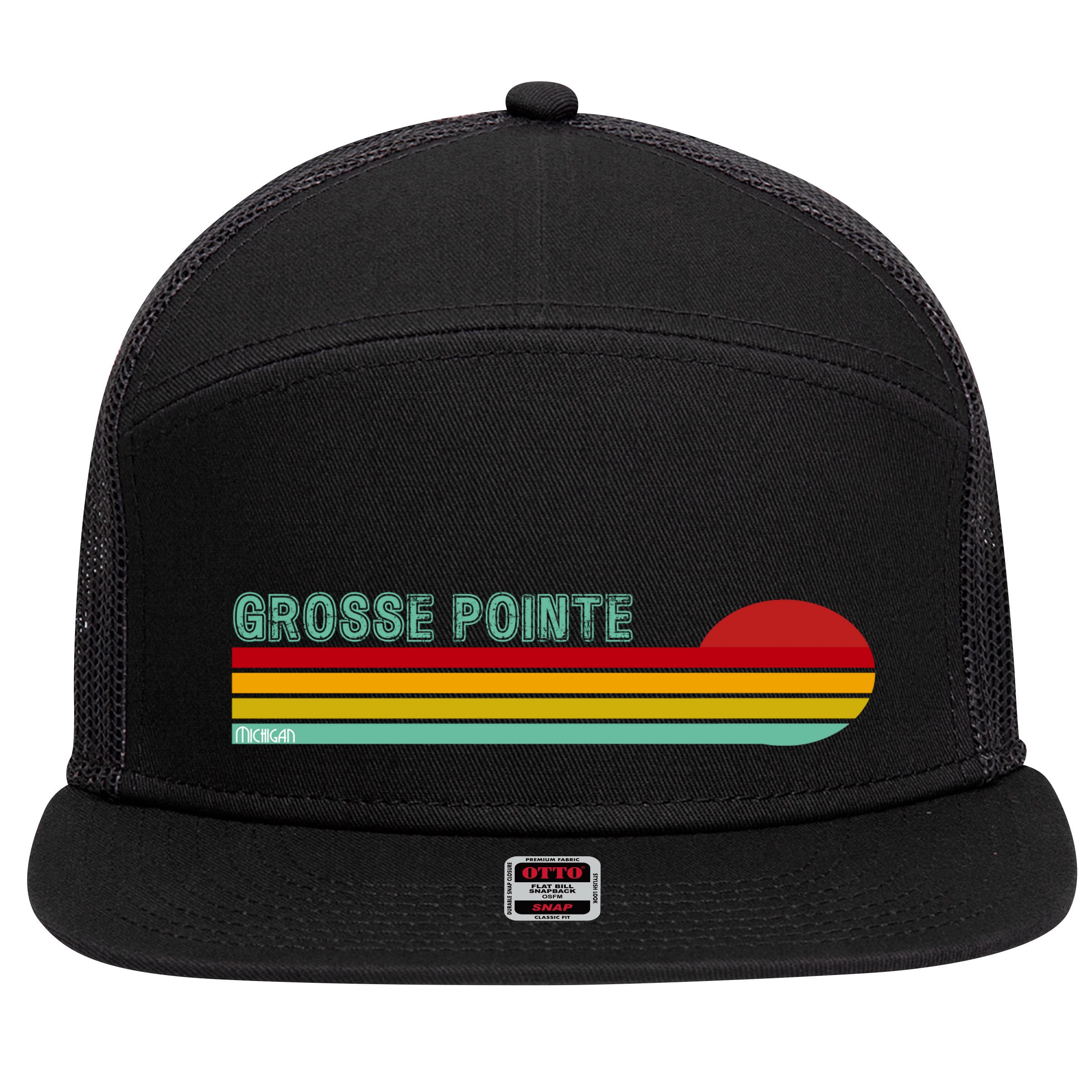 Grosse Pointe Michigan 7 Panel Mesh Trucker Snapback Hat