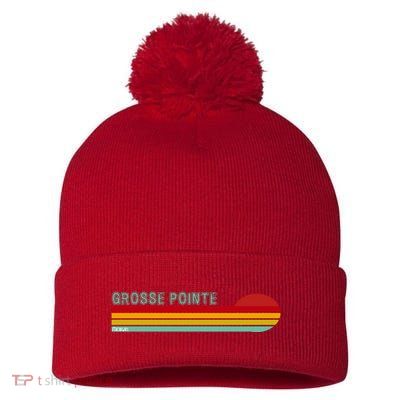 Grosse Pointe Michigan Pom Pom 12in Knit Beanie