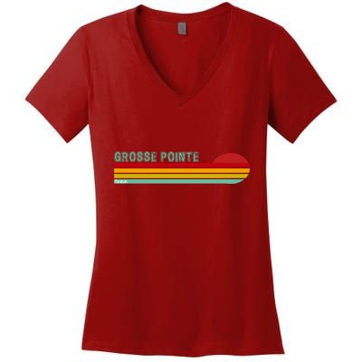Grosse Pointe Michigan Women's V-Neck T-Shirt