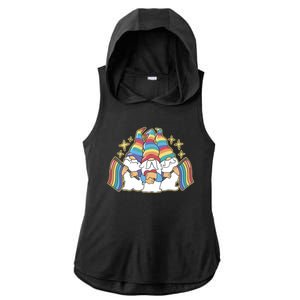 Gnomes Pride Month LGBTQ Ladies PosiCharge Tri-Blend Wicking Draft Hoodie Tank