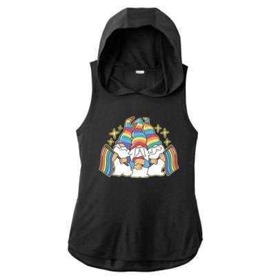 Gnomes Pride Month LGBTQ Ladies PosiCharge Tri-Blend Wicking Draft Hoodie Tank