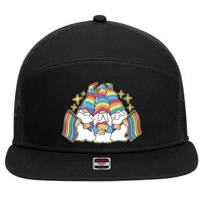 Gnomes Pride Month LGBTQ 7 Panel Mesh Trucker Snapback Hat