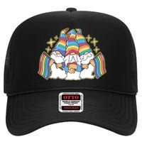 Gnomes Pride Month LGBTQ High Crown Mesh Back Trucker Hat