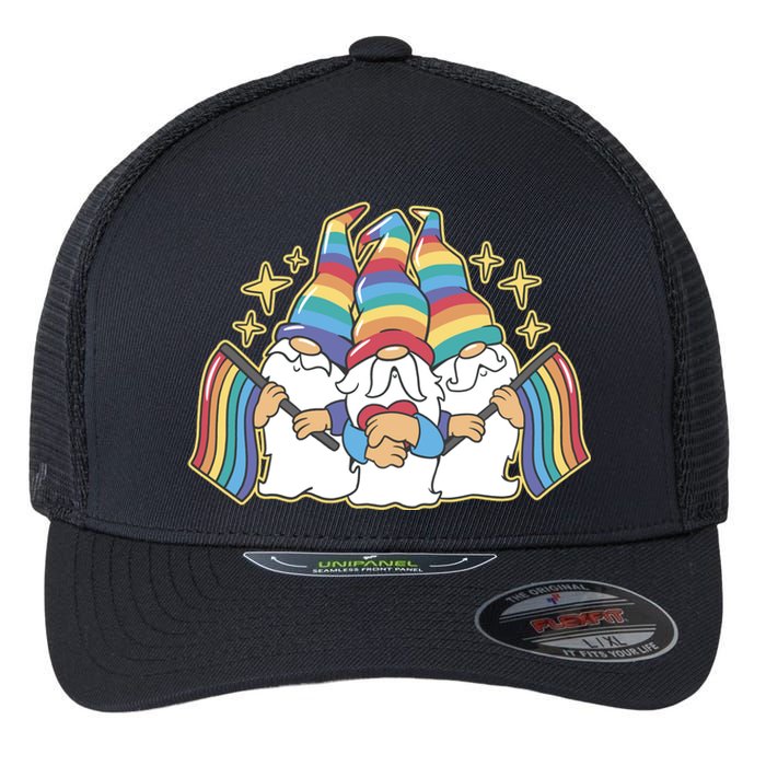 Gnomes Pride Month LGBTQ Flexfit Unipanel Trucker Cap