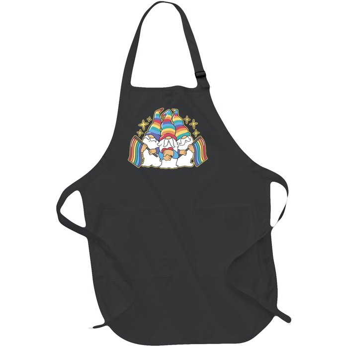 Gnomes Pride Month LGBTQ Full-Length Apron With Pockets