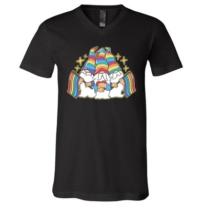 Gnomes Pride Month LGBTQ V-Neck T-Shirt