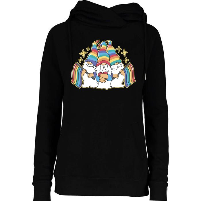 Gnomes Pride Month LGBTQ Womens Funnel Neck Pullover Hood