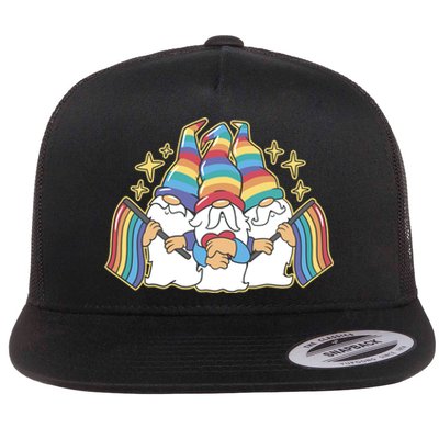 Gnomes Pride Month LGBTQ Flat Bill Trucker Hat