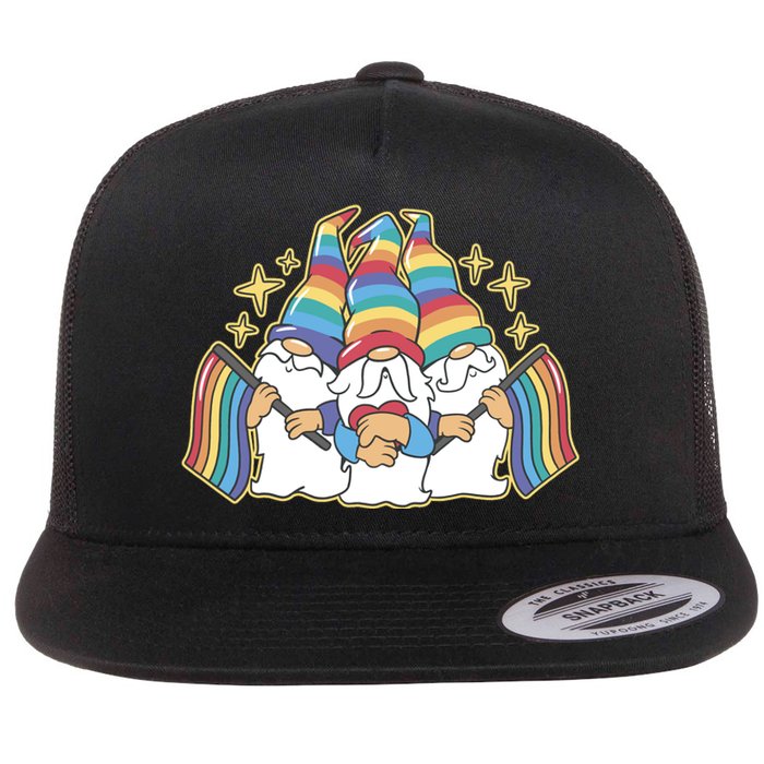 Gnomes Pride Month LGBTQ Flat Bill Trucker Hat