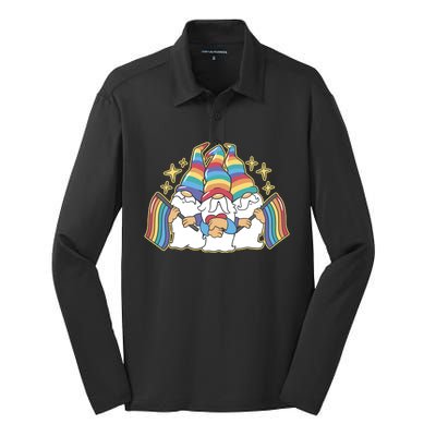 Gnomes Pride Month LGBTQ Silk Touch Performance Long Sleeve Polo