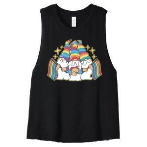 Gnomes Pride Month LGBTQ Women's Racerback Cropped Tank