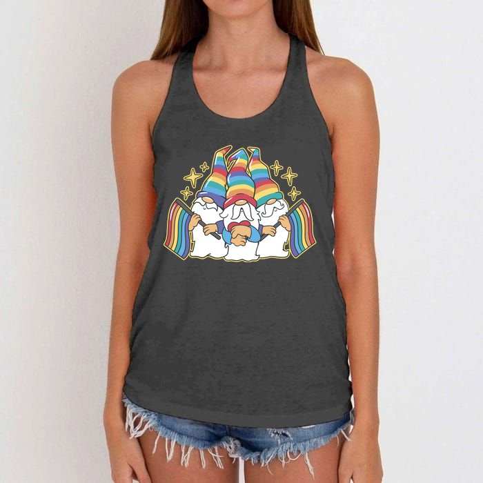 Gnomes Pride Month LGBTQ Women's Knotted Racerback Tank