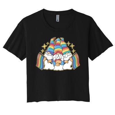 Gnomes Pride Month LGBTQ Women's Crop Top Tee