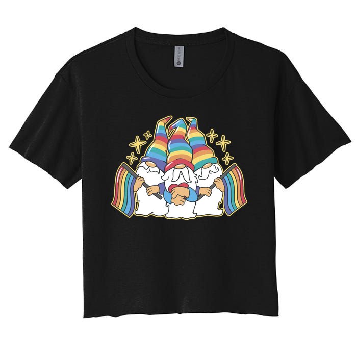 Gnomes Pride Month LGBTQ Women's Crop Top Tee