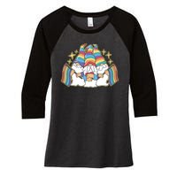 Gnomes Pride Month LGBTQ Women's Tri-Blend 3/4-Sleeve Raglan Shirt