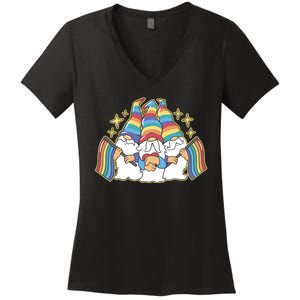 Gnomes Pride Month LGBTQ Women's V-Neck T-Shirt