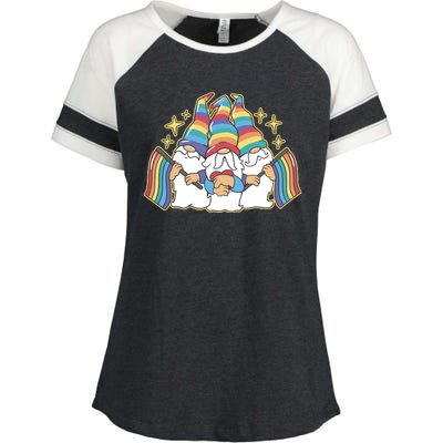 Gnomes Pride Month LGBTQ Enza Ladies Jersey Colorblock Tee