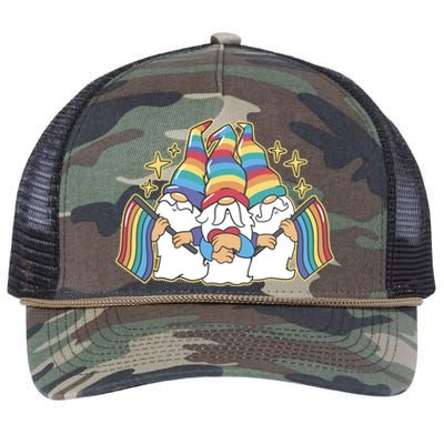 Gnomes Pride Month LGBTQ Retro Rope Trucker Hat Cap