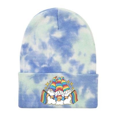 Gnomes Pride Month LGBTQ Tie Dye 12in Knit Beanie