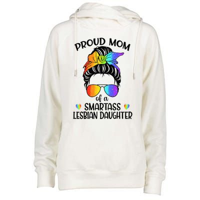 Great Proud Mom Of A Smartass Lesbian Daughter LGBTQ Pride Womens Funnel Neck Pullover Hood