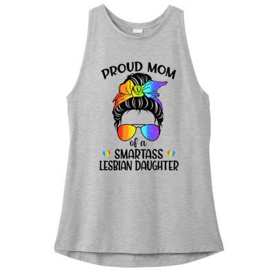 Great Proud Mom Of A Smartass Lesbian Daughter LGBTQ Pride Ladies PosiCharge Tri-Blend Wicking Tank