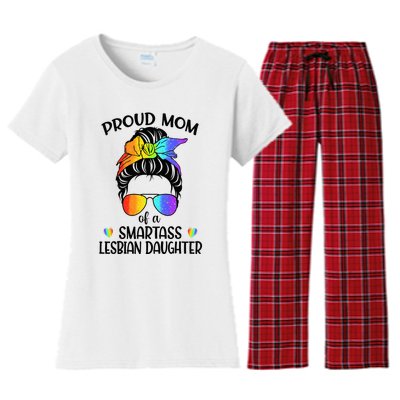 Great Proud Mom Of A Smartass Lesbian Daughter LGBTQ Pride Women's Flannel Pajama Set