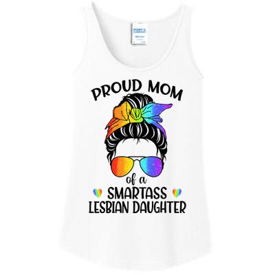 Great Proud Mom Of A Smartass Lesbian Daughter LGBTQ Pride Ladies Essential Tank