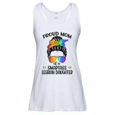 Great Proud Mom Of A Smartass Lesbian Daughter LGBTQ Pride Ladies Essential Flowy Tank