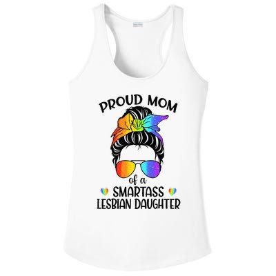 Great Proud Mom Of A Smartass Lesbian Daughter LGBTQ Pride Ladies PosiCharge Competitor Racerback Tank