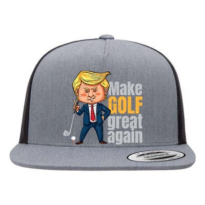 Golfing Protrump Make Golf Great Again Flat Bill Trucker Hat